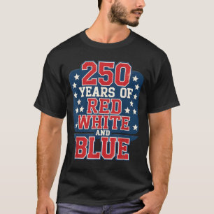 Camiseta 250º 4 de Julho - 250 Anos de vermelho Branco Azul