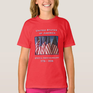 Camiseta 250º Aniversário do Patriotic Red Kids