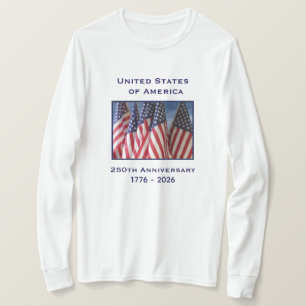 Camiseta 250º Aniversário do Patriótico Longa Folha dos EUA