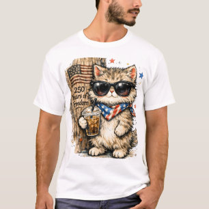 Camiseta 250º Aniversário EUA Catraca Patriótica Café Gelad