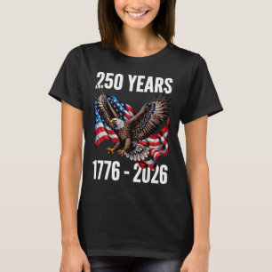 Camiseta 250 Anos 1776-2026 Bandeira Águia Patriótica 2026 