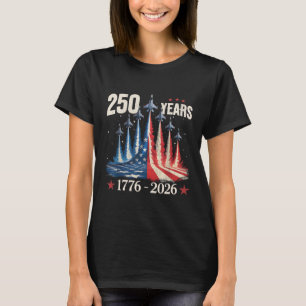 Camiseta 250 Anos 1776-2026 Jatos de Combate Bandeira dos E