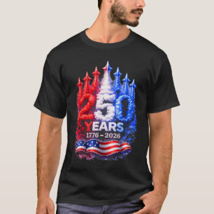 Camiseta 250 Anos 1776–2026 Patriótico 4 de Julho Americano