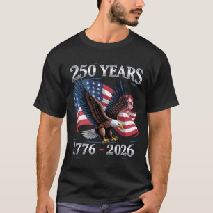 Camiseta 250 Anos 4 De Julho Águia Bandeira EUA 1776 2026