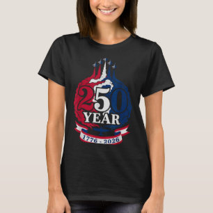 Camiseta 250 Anos Americano 1776 2026 Avião Independência
