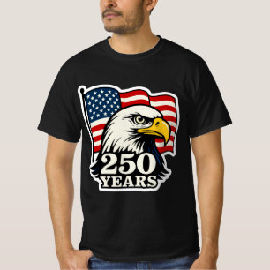 Camiseta 250 Anos de Águia Patriótica e Design de Bandeira