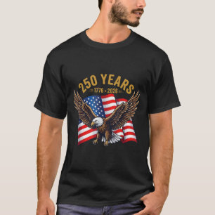 Camiseta 250 Anos de Aniversário Americano 1776-2026 Águia 