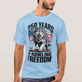Camiseta 250 Anos de Arte de Lobo Uivando Liberdade