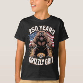 Camiseta 250 Anos de Garra Grizzly Arte Patriótico de Urso