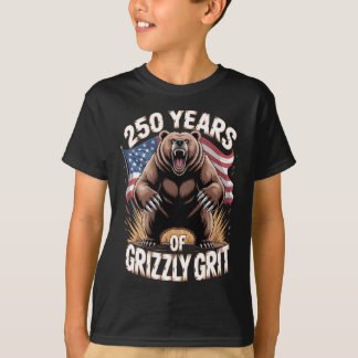 Camiseta 250 Anos de Garra Grizzly Arte Patriótico de Urso