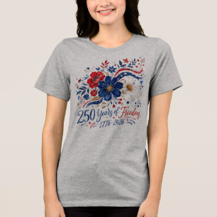 Camiseta 250 Anos De Liberdade Flores Coloridas Patrióticas