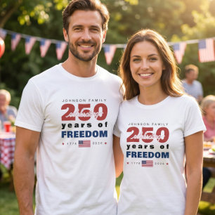 Camiseta 250 Anos de Liberdade Nome da Família Personalizad