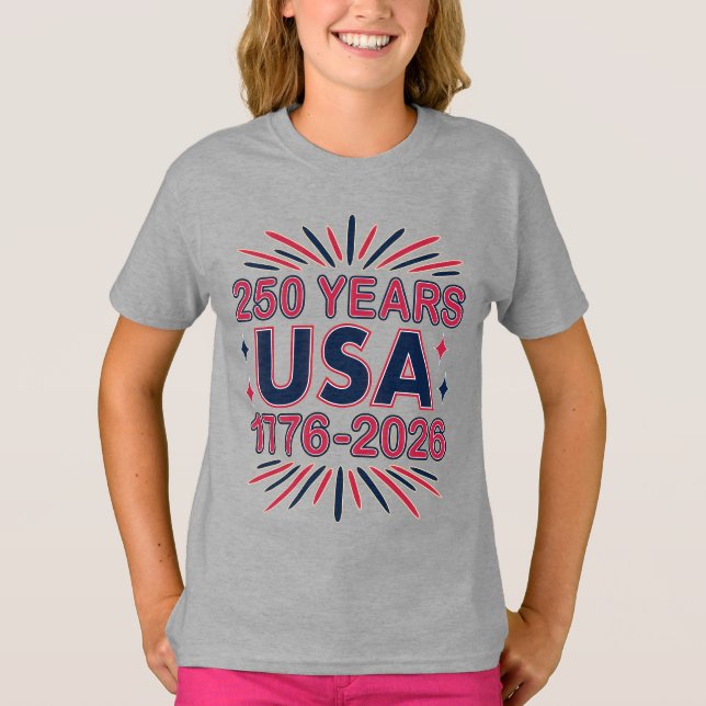 Camiseta 250 Anos EUA | 1776-2026 Semiquincentenário (Frente)