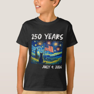 Camiseta 250 Anos Gato Noite Estrelada 4 de Julho 250º