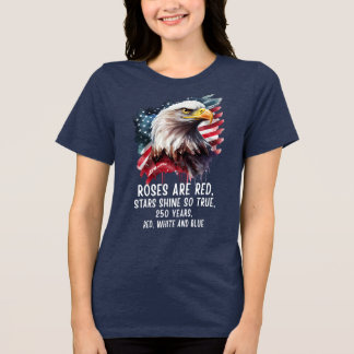 Camiseta 250 Anos Patriótico Vermelho Branco e Azul