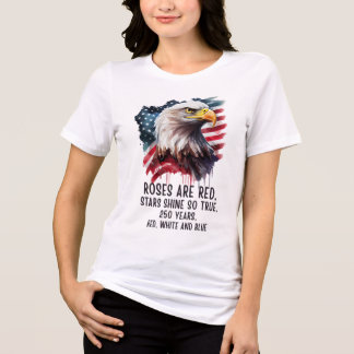 Camiseta 250 Anos Patriótico Vermelho Branco e Azul