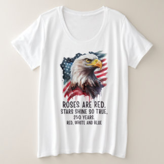 Camiseta 250 Anos Patriótico Vermelho Branco e Azul
