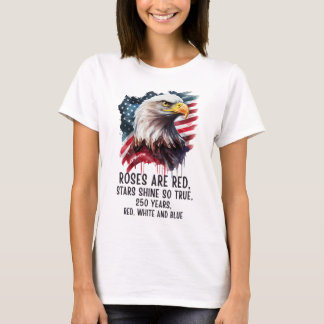 Camiseta 250 Anos Patriótico Vermelho Branco e Azul