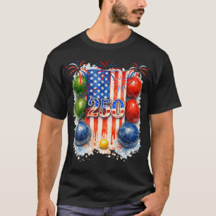 Camiseta 250 Orgulhosa Independência 4 De Julho Bocce Ball