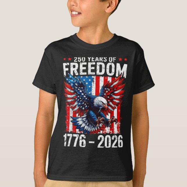 Camiseta 250 Years Of Dom 1776 2026 Patriotic Bald Eagle Us (Frente)