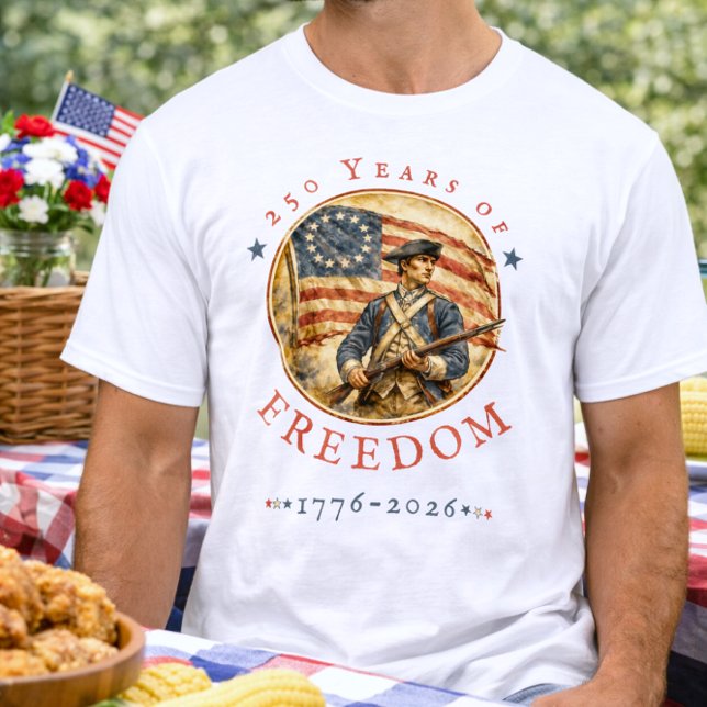 Camiseta 250th Anniversary Revolutionary Soldier Freedom (Criador carregado)