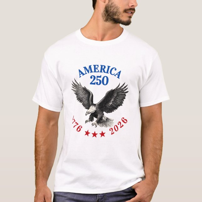 Camiseta 250th Anniversary USA Patriotic Bald Eagle (Frente)