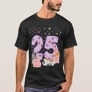 Camiseta 25 Aniversário Garota Bonita Roupa de Gato de 25 a