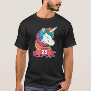 Camiseta 25 Aniversário Para Meninas Tema Unicorn