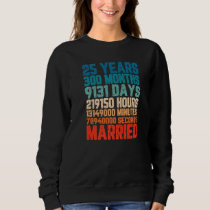 Camiseta 25 Anos Casados Com Marido Casado Esposa Anniversa