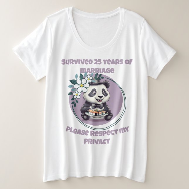 Camiseta 25 Anos De Casamento - Respeite O Meu Panda De Pri (Frente do Design)