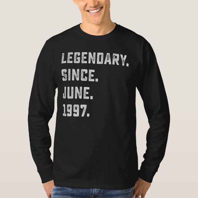 Camiseta 25 Birthday Gift Legendary Desde Junho De 1997 25  (Frente)