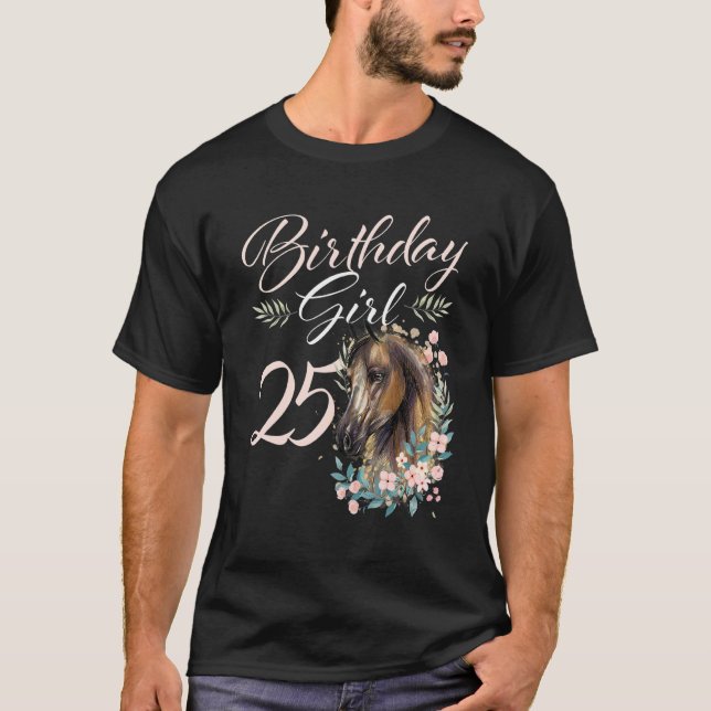 Camiseta 25 Birthday Girl Horse 25 Anos (Frente)