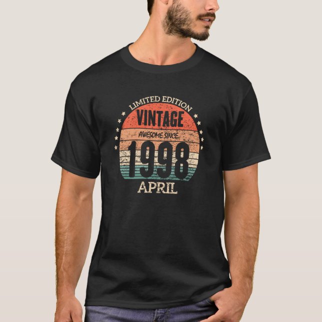 Camiseta 25 Birthday Incrível Desde Abril De 1998 25 Anos (Frente)