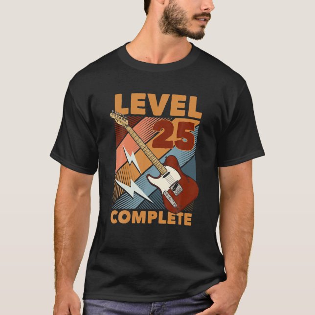 Camiseta 25 Birthday Nível 25 Completa E-Guitar (Frente)