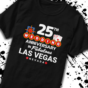 Camiseta 25 Casamento Casais de Aniversário de Las Vegas T