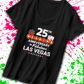Camiseta 25 Casamento Casais de Aniversário de Las Vegas Tr