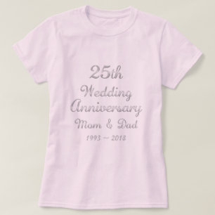 Camiseta 25 Casamento de Parentes de Aniversário Típica de 