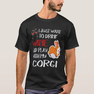 Camiseta 25 Eu Só Quero Beber Vinho Corgi