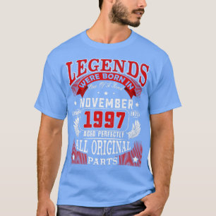Camiseta 25th Birthday Tee Legends Born In November 1997 25