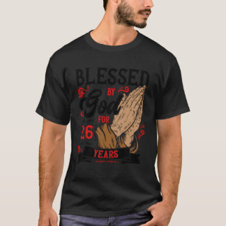 Camiseta 26º Tema Religioso De Aniversário Abençoado Por De