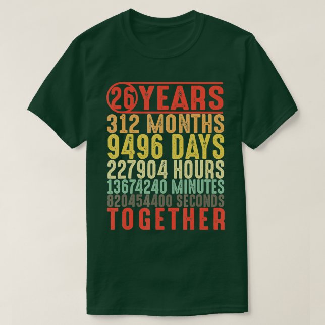 Camiseta 26 Anos 26 Aniversário de Casamento Oferece-Lhe Pr (Frente do Design)