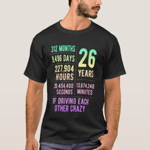 Camiseta 26 Anos Casados Engraçado 26º Aniversário de Casam