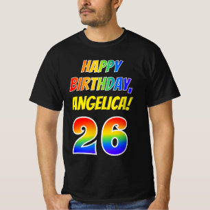Camiseta 26.o aniversário — Negrito, Divertido, Rainbow