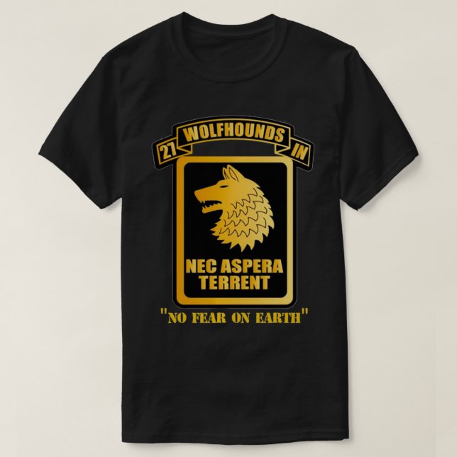 Camiseta 27º Regimento de Infantaria Wolfhounds Nec Aspera  (Frente do Design)