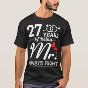 Camiseta 27 Anos De Ser O Sr. Husband 27.º Aniversário