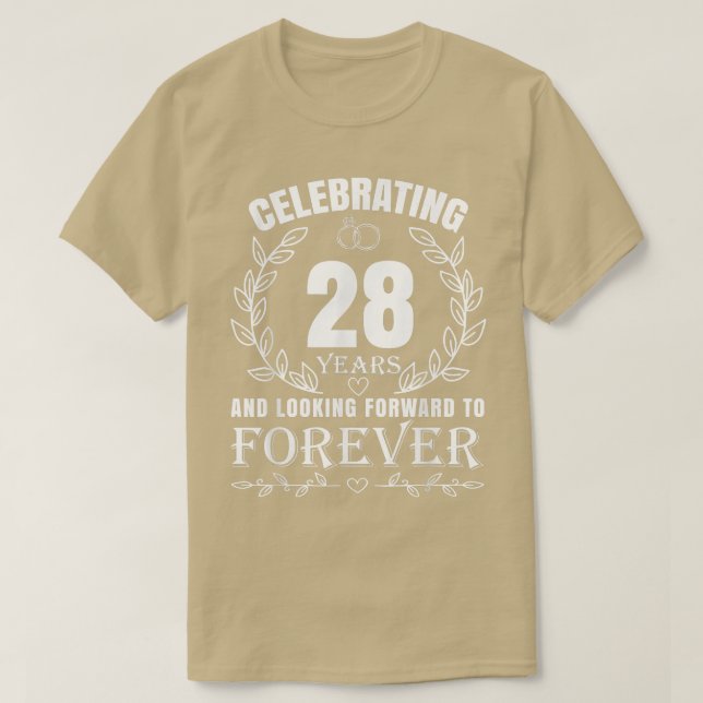 Camiseta 28º aniversário de casamento bonito para Casais ca (Frente do Design)