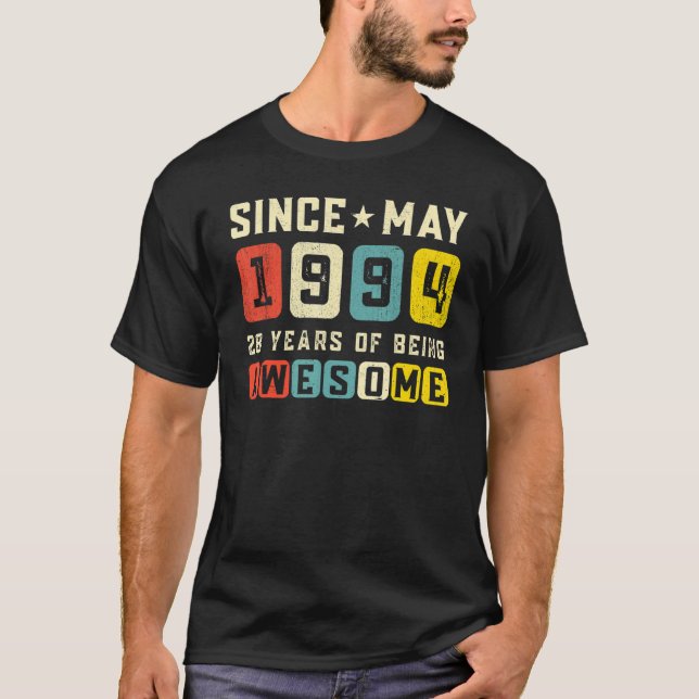 Camiseta 28º Aniversário Impressionante Desde maio de 1994  (Frente)