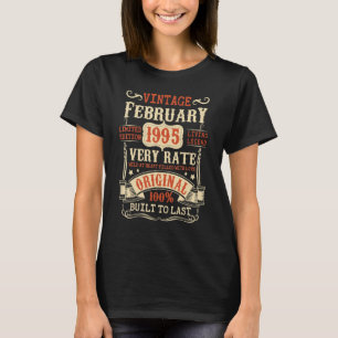Camiseta 28º Aniversário Vintage Fevereiro 1995 28 anos