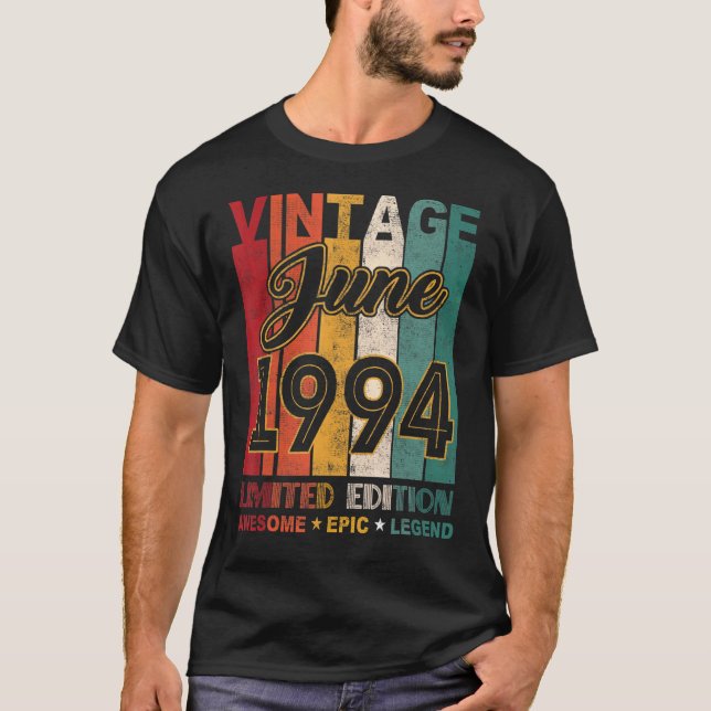 Camiseta 28º Aniversário Vintage junho de 1994 (Frente)