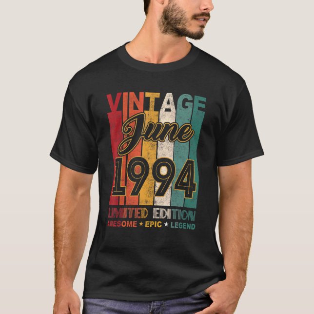 Camiseta 28º Aniversário Vintage junho de 1994 (Frente)